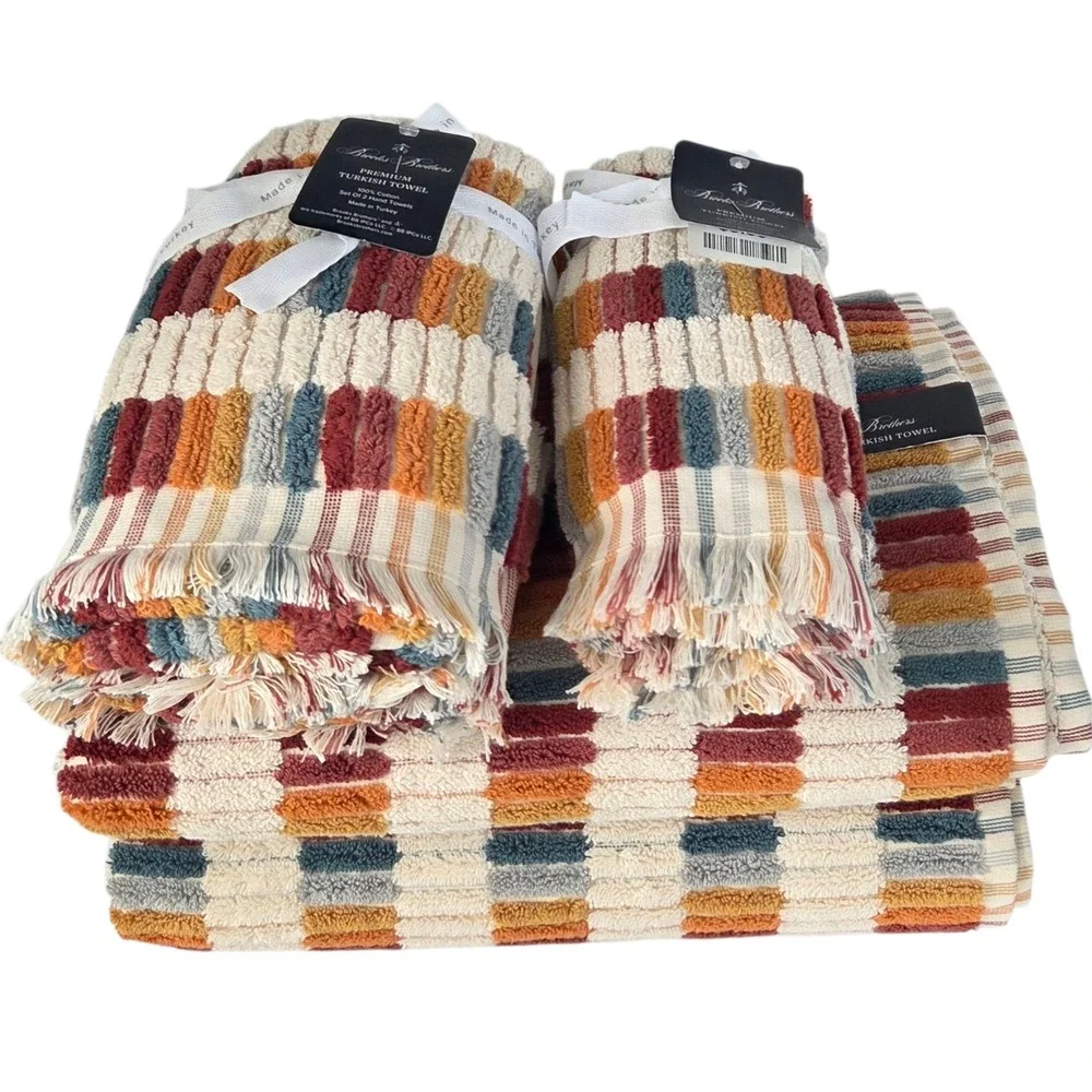 Brooks Brothers 6pc‎ Premium Turkish Cotton Towel Set Multi 2 Bath 2 Hand 2 Tip